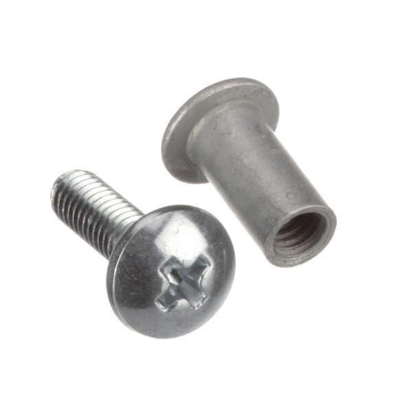 A close-up of a True Refrigeration keyhole support screw and nut.
