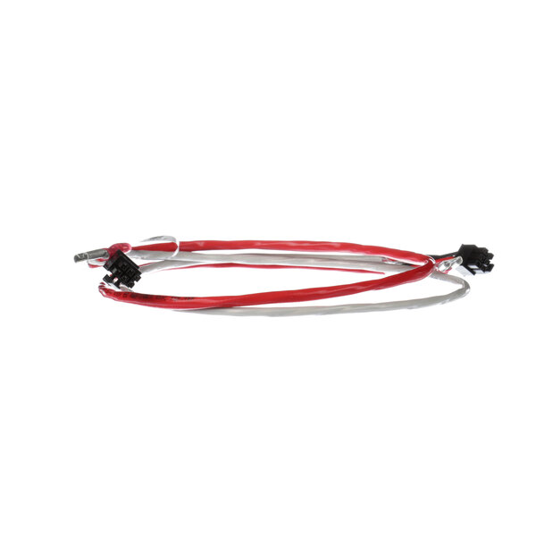 A red and white wire harness with black connectors.