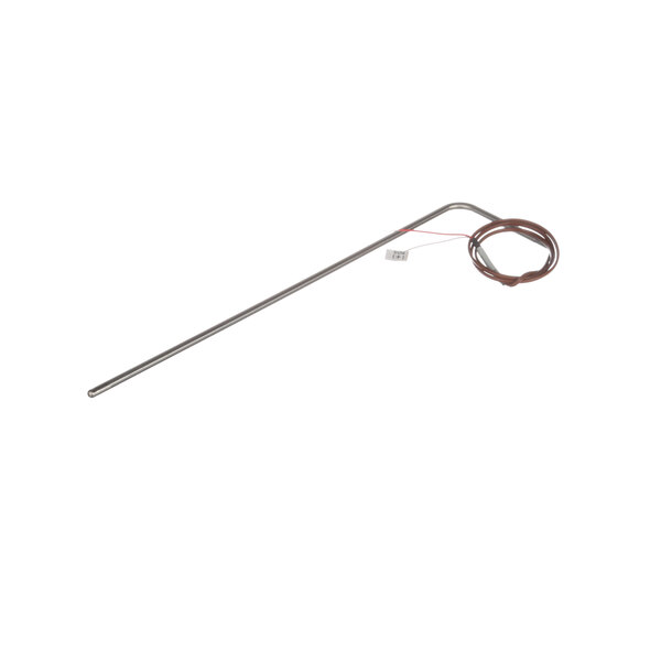 A long metal rod with a wire and a tag.
