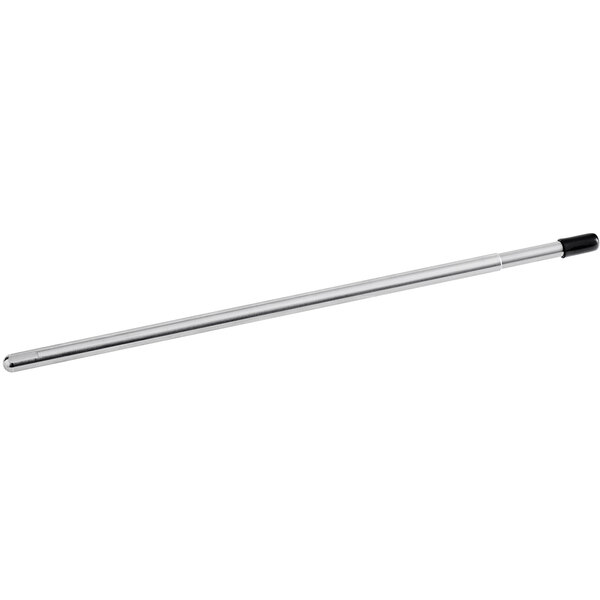 A long silver metal rod with a black tip.