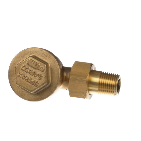A Groen brass steam trap valve with a brass nut.