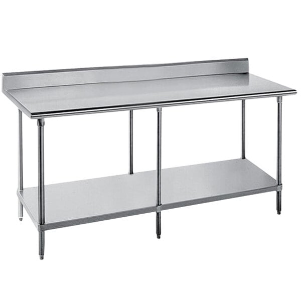 Advance Tabco SKG-3012 30" x 144" 16 Gauge Super Saver Stainless Steel Commercial Work Table with Undershelf and 5" Backsplash