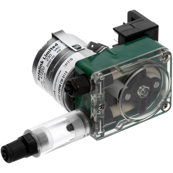 A small green and black Jet Tech automatic detergent doser with a transparent cover.