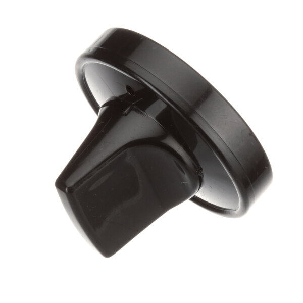 A black plastic US Range thermostat knob with a round base.