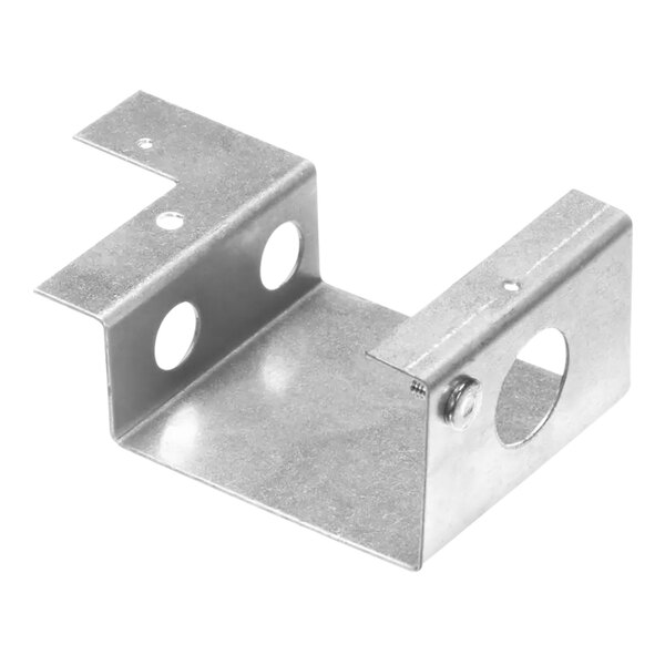 A metal corner bracket with holes for a Wells countertop food warmer.