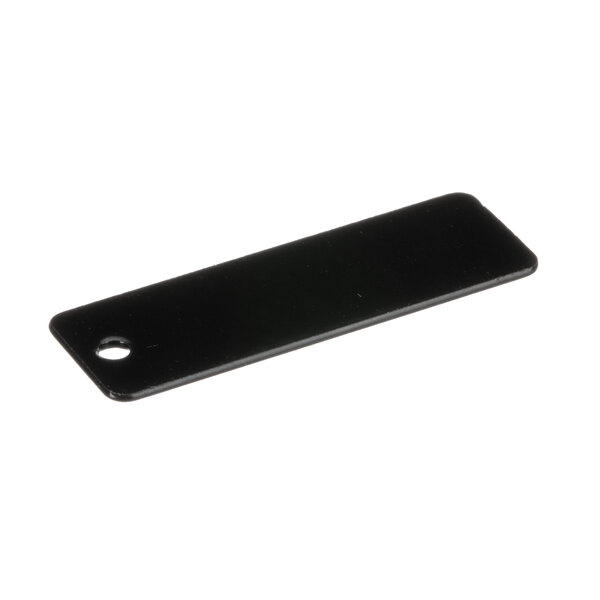 A black rectangular plastic strip with a hole in it.