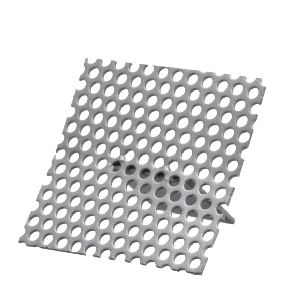 A white metal square with holes in it.