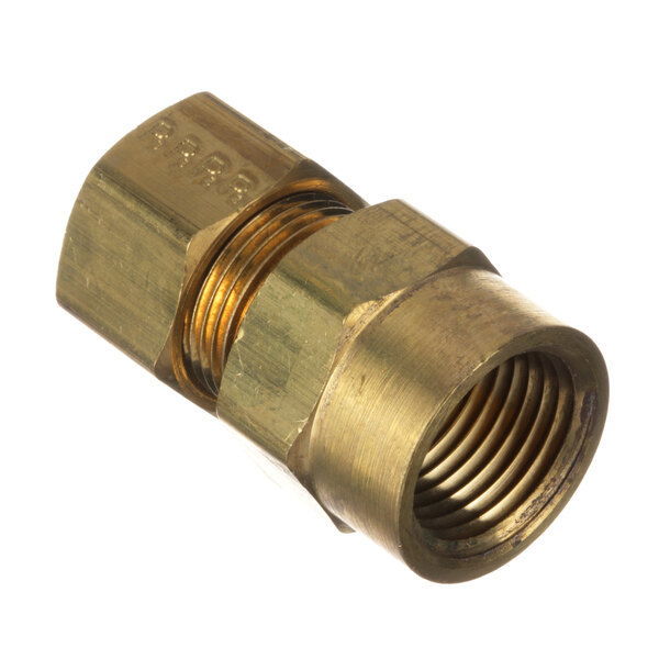 A close-up of a Vulcan brass threaded male fitting for a tube.