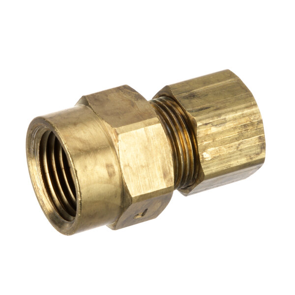 A close-up of a brass threaded male fitting for a Vulcan FP-086-07 Kit.