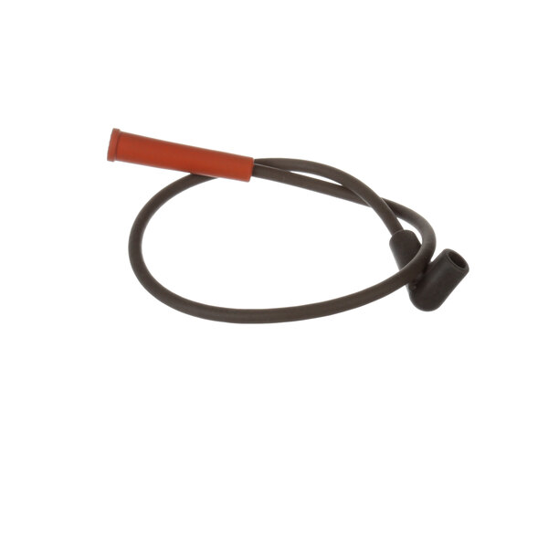 A black and orange ignition cable with a red end.