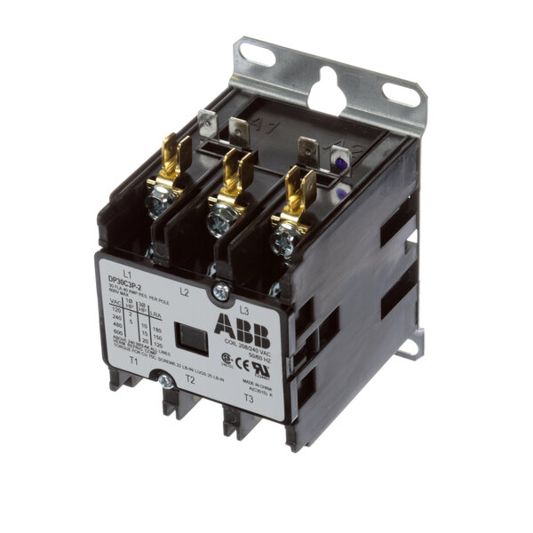 A black and white Cleveland three phase contactor.
