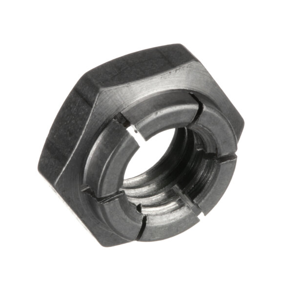 A close-up of a Hobart black locknut with a black ring.