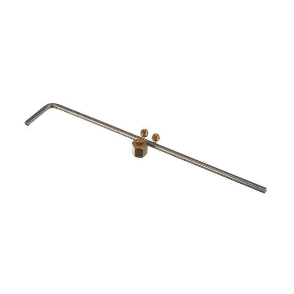 Bakers Pride R3042X pilot tubing, a hexagon shaped brass pipe with a hexagon shaped nut.