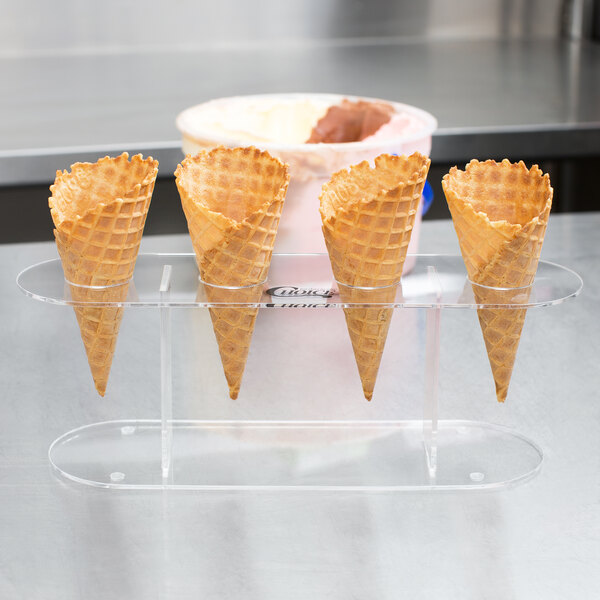 transparente vorcool acrílico Ice Cream Cone Soporte Soporte con 8 orificios 