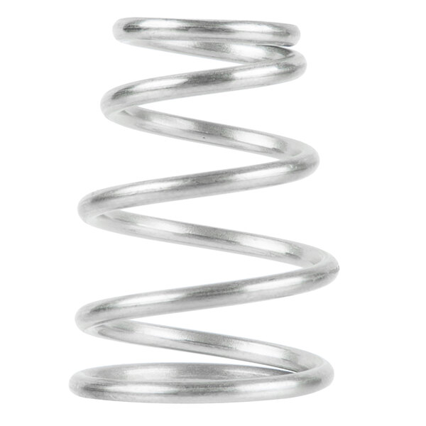 A close-up of a silver metal Avantco faucet spring.