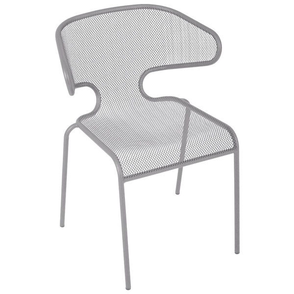 BFM Seating DV360TS Maze Titanium Silver Stackable Steel Outdoor / Indoor Armchair
