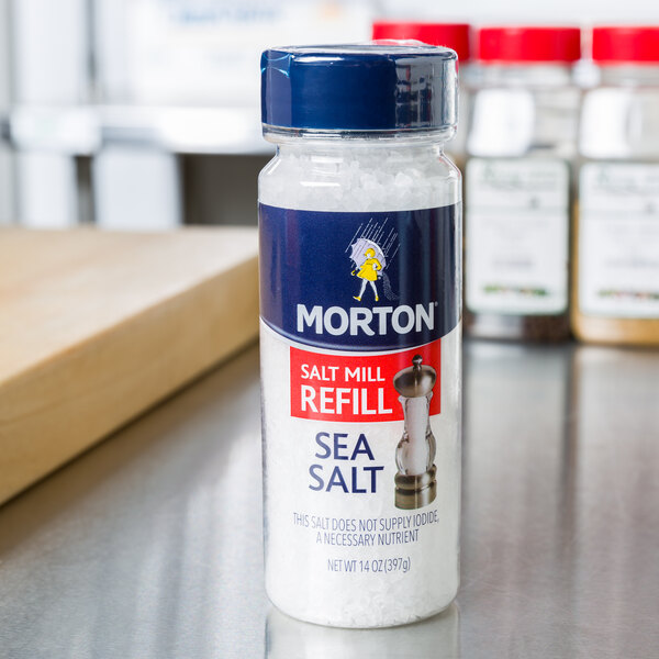 Morton 14 oz. Extra Coarse Sea Salt Grinder Refill - 12/Case