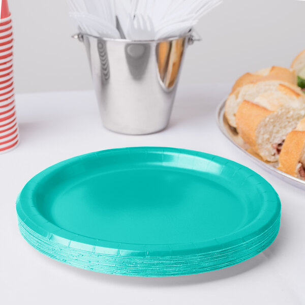 Creative Converting 324782 10" Teal Lagoon Paper Plate - 240/Case
