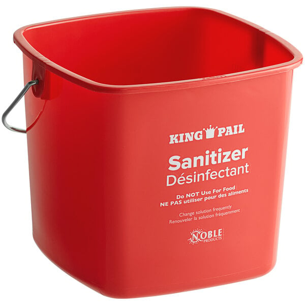 Noble Products Cubo de desinfección rojo pequeño, cubo de limpieza de 3  cuartos de galón, juego de 3 recipientes cuadrados, plástico