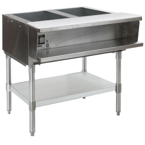 Eagle Group ASWT2 Natural Gas Two Pan Sealed Well Water Bath Steam Table with Stainless Steel Legs