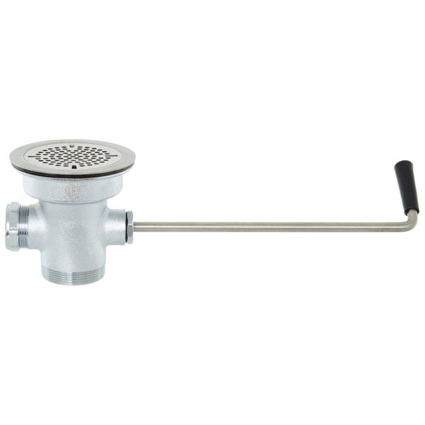 T&S B-3950-01-SB Twist Waste Valve with Overflow Assembly and Removable Strainer Basket - 3 1/2" Sink Opening