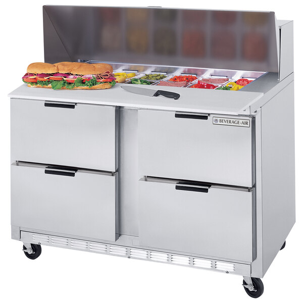 Beverage-Air SPED48HC-10-4 48" 4 Drawer Refrigerated Sandwich Prep Table