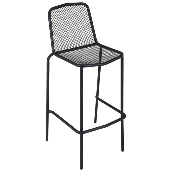 BFM Seating DV554BL Avalon Black Stackable Steel Outdoor / Indoor Bar Height Chair