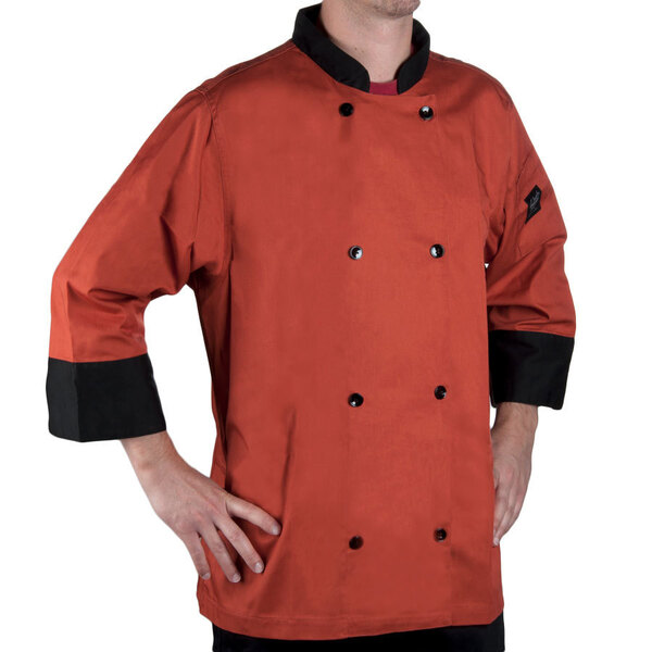 Chef Revival Bronze Cool Crew Fresh J134 Unisex Spice Orange Customizable Chef Jacket with 3/4 Sleeves - M