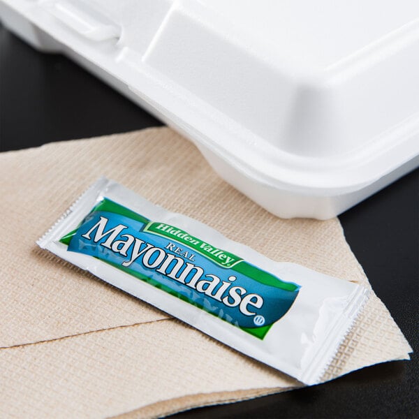 A Hidden Valley mayonnaise packet on a white background.