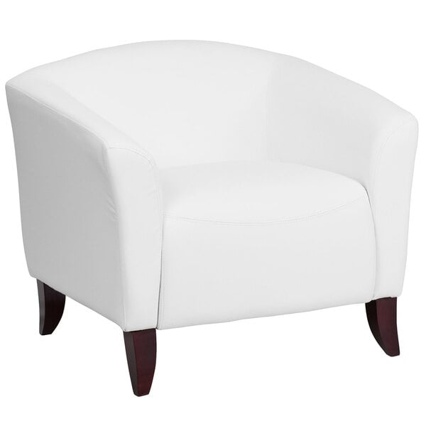 Flash Furniture 111-1-WH-GG Hercules Imperial White Leather Chair with Wooden Feet