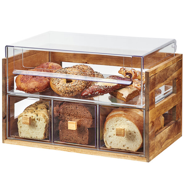 Cal-Mil 3624-99 Madera Rustic Pine 2 Tier Bread Display Case - 20 1/8 ...