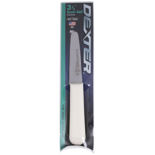 Dexter Russell 10453 SaniSafe 3 3/8" Clam Knife with White Textured