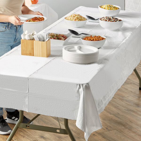 Table Cover,Plastic,40in.x300ft,White Hoffmaster 114000