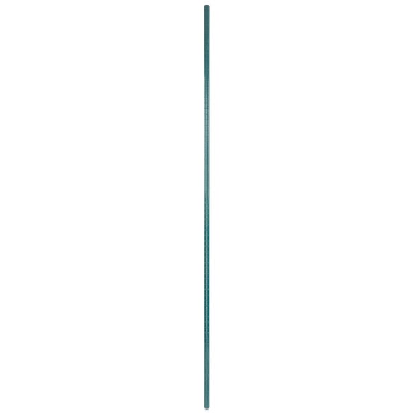 A long, thin, green Metroseal 3 pole for Metro Super Erecta shelving.