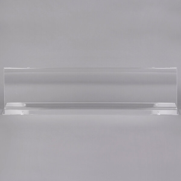 A clear plastic shelf on a white background.