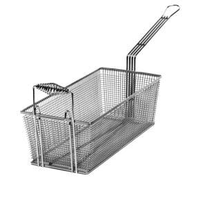 A Cecilware wire mesh fryer basket with a front hook.