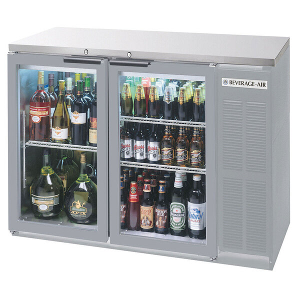 Beverage-Air BB48HC-1-G-S-27 48" Stainless Steel Counter Height Glass Door Back Bar Refrigerator