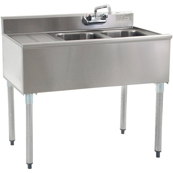 Eagle Group B3L-2-18 Compartment Underbar Sink with Left Drainboard and Splash Mount Faucet - 36"