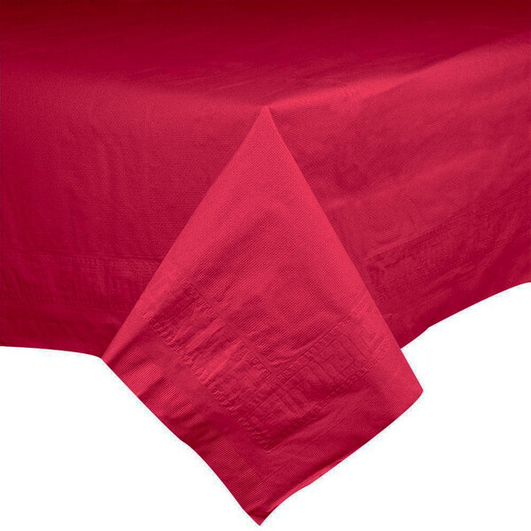 Hoffmaster 220411 54" x 54" Cellutex Red Tissue / Poly Paper Table Cover - 50/Case