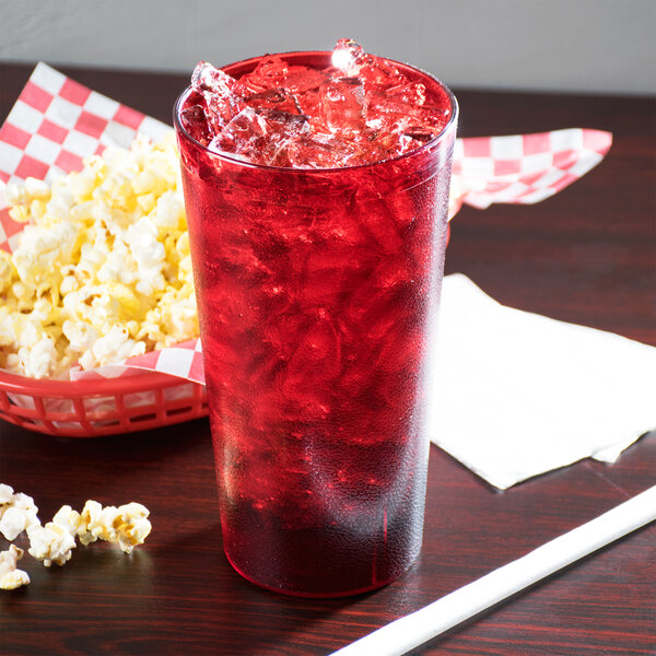 Cambro 3200P2156 Colorware 32 oz. Ruby Red Customizable SAN Plastic Tumbler  - 24/Case