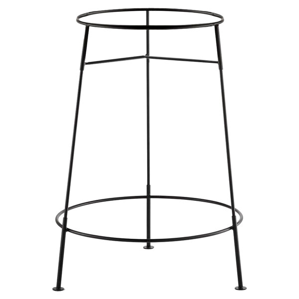 A black metal Tablecraft stand with a round top.