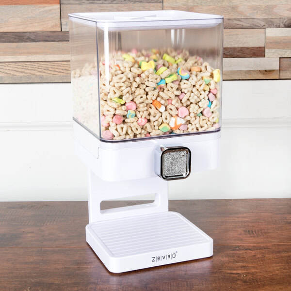 Zevro KCH06129 Compact White 17.5 oz. Single Canister Dry Food Dispenser