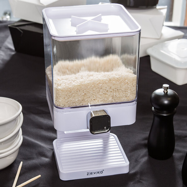 Zevro KCH06129 Compact White 17.5 oz. Single Canister Dry Food Dispenser