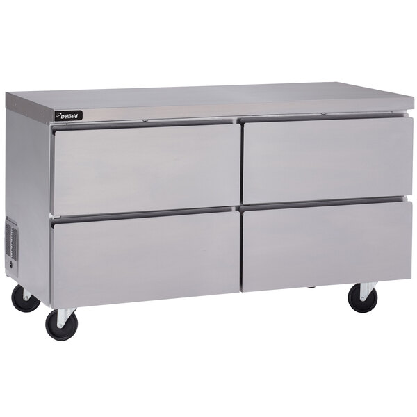 Delfield GUR48P-D 48" Front Breathing Undercounter Refrigerator with Four Drawers and 5" Casters
