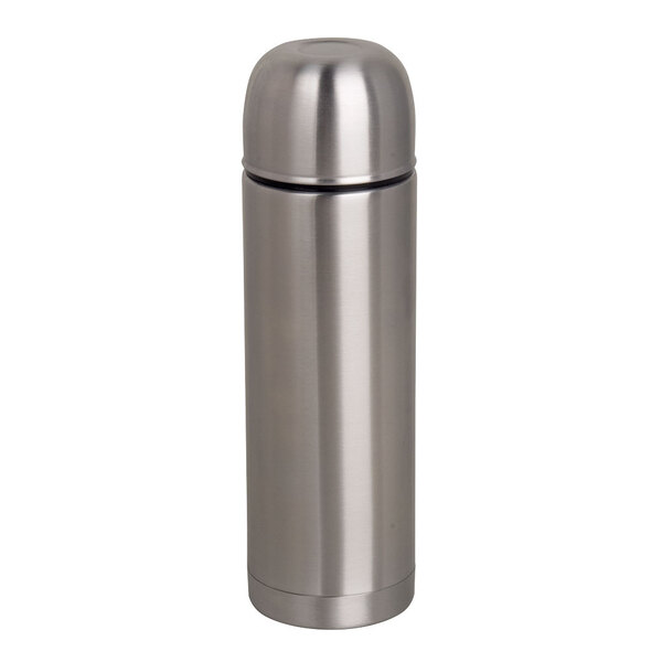 A Bunn stainless steel vacuum bottle with a lid.