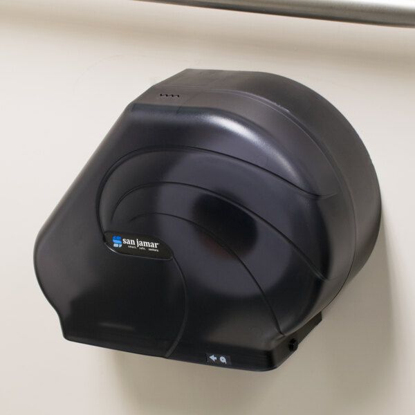 San Jamar R3090TBK Reserva Oceans 9" - 10 1/2" Jumbo Toilet Tissue Dispenser - Black Pearl