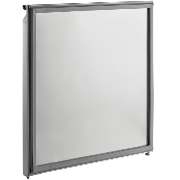 A white door with a metal frame.