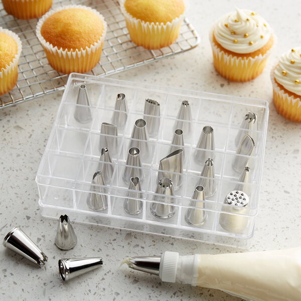 24 Piece ChromePlated Pastry Tube Decorating Set