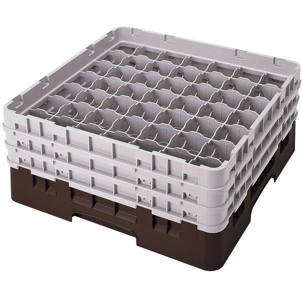 Cambro 49S1114167 Brown Camrack Customizable 49 Compartment 11 3/4" Glass Rack