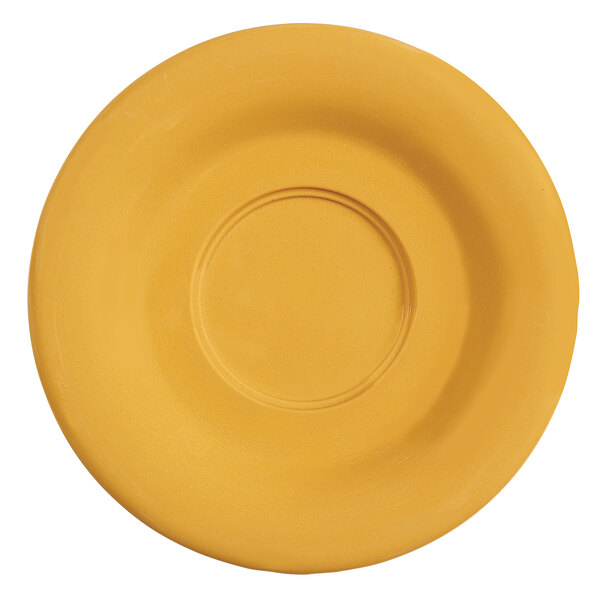 GET SU-3-TY Diamond Mardi Gras 5 1/2" Tropical Yellow Melamine Saucer for GET B-105, BC-70, BC-170, B-454, and C-107 Bowls and Mugs - 48/Case